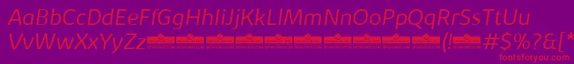 フォントKabrioLightItalicTrial – 紫の背景に赤い文字