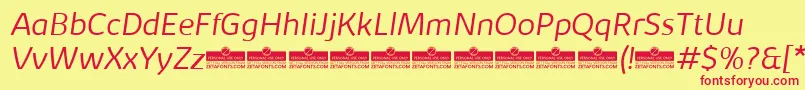 Шрифт KabrioLightItalicTrial – красные шрифты на жёлтом фоне