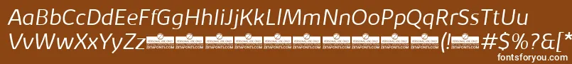 Шрифт KabrioLightItalicTrial – белые шрифты на коричневом фоне