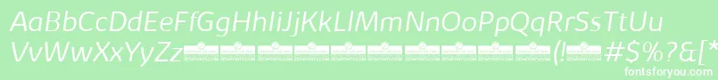 Шрифт KabrioLightItalicTrial – белые шрифты на зелёном фоне