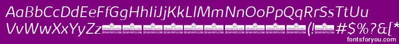 KabrioLightItalicTrial-fontti – valkoiset fontit violetilla taustalla