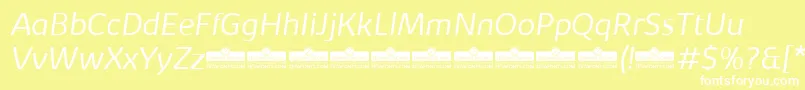 KabrioLightItalicTrial-Schriftart – Weiße Schriften auf gelbem Hintergrund