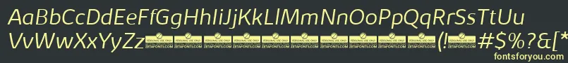 KabrioLightItalicTrial-Schriftart – Gelbe Schriften auf schwarzem Hintergrund