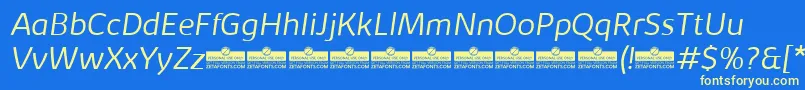フォントKabrioLightItalicTrial – 黄色の文字、青い背景