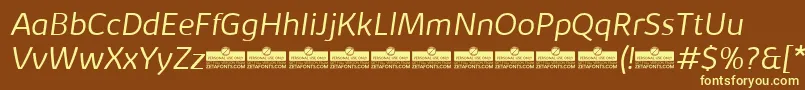 KabrioLightItalicTrial Font – Yellow Fonts on Brown Background