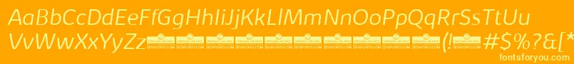 フォントKabrioLightItalicTrial – オレンジの背景に黄色の文字