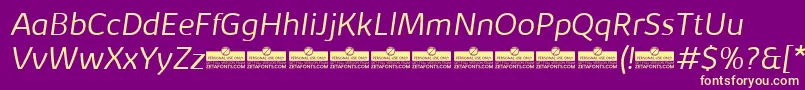 Шрифт KabrioLightItalicTrial – жёлтые шрифты на фиолетовом фоне