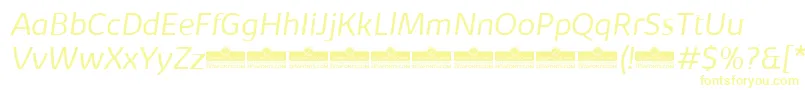 Czcionka KabrioLightItalicTrial – żółte czcionki na białym tle