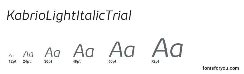 Размеры шрифта KabrioLightItalicTrial