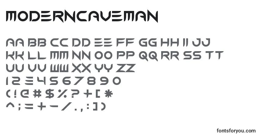 ModernCaveman Font – alphabet, numbers, special characters