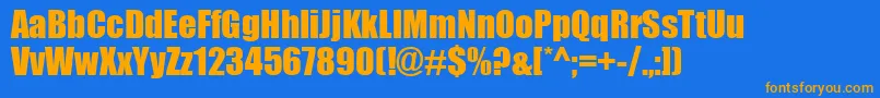 Weitere Informationen zur Impact0-Schriftart Impact0-Schriftart – Orangefarbene Schriften auf blauem Hintergrund