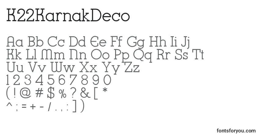 Schriftart K22KarnakDeco (66797) – Alphabet, Zahlen, spezielle Symbole