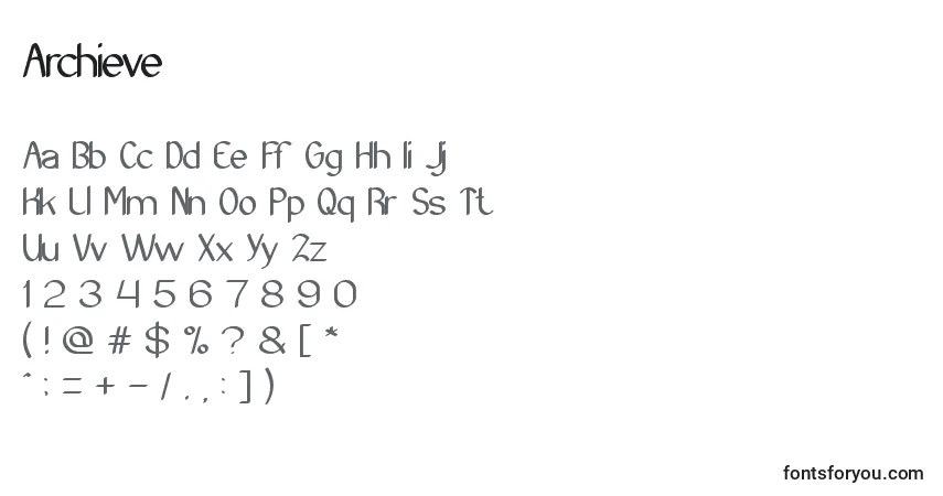 A fonte Archieve – alfabeto, números, caracteres especiais