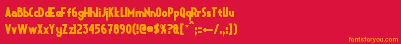 CrystalDecoBold-Schriftart – Orangefarbene Schriften auf rotem Hintergrund