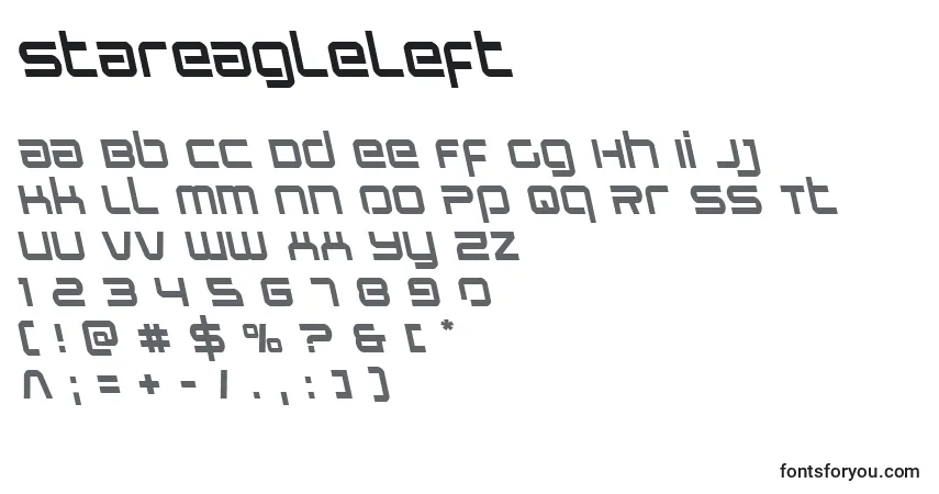 Schriftart Stareagleleft – Alphabet, Zahlen, spezielle Symbole