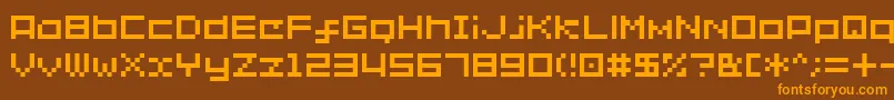 フォントSg02 – オレンジ色の文字が茶色の背景にあります。