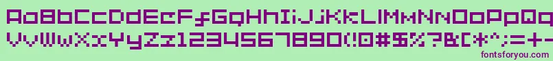 Sg02-fontti – violetit fontit vihreällä taustalla