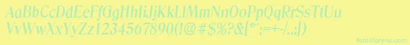 DenverserialMediumItalic-Schriftart – Grüne Schriften auf gelbem Hintergrund