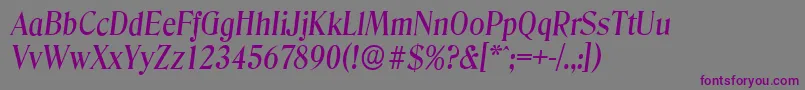 DenverserialMediumItalic-fontti – violetit fontit harmaalla taustalla