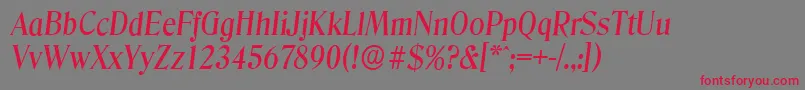 DenverserialMediumItalic-fontti – punaiset fontit harmaalla taustalla
