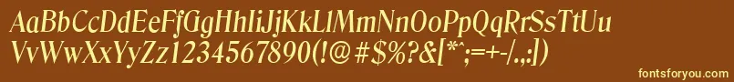 DenverserialMediumItalic-fontti – keltaiset fontit ruskealla taustalla