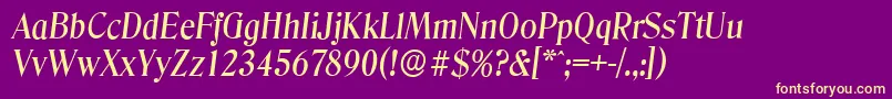 Fonte DenverserialMediumItalic – fontes amarelas em um fundo roxo