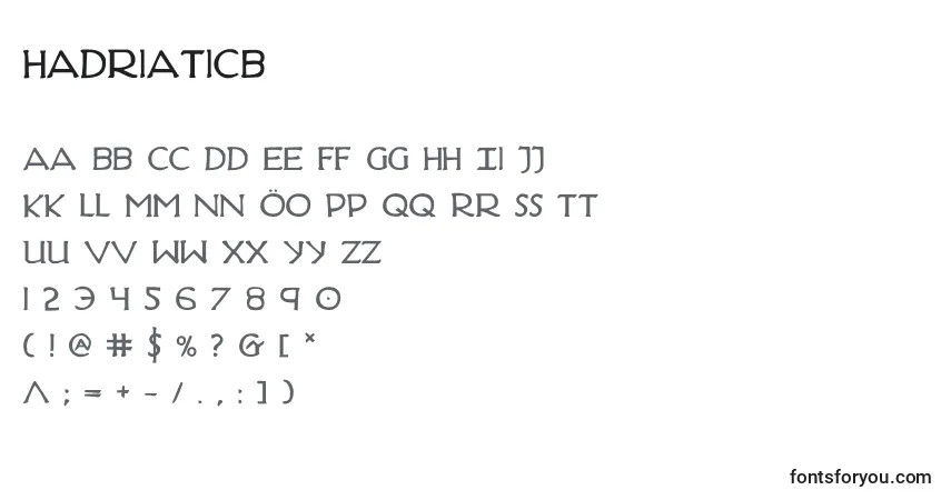 Schriftart Hadriaticb – Alphabet, Zahlen, spezielle Symbole