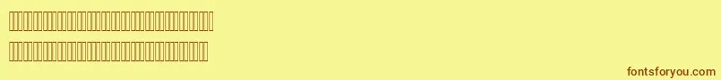 フォントYakoutLatinFiguresLight – 茶色の文字が黄色の背景にあります。