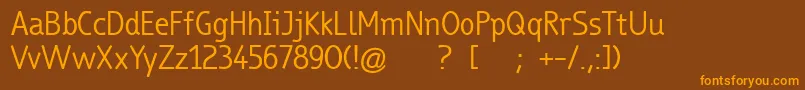 TrueboRegular-Schriftart – Orangefarbene Schriften auf braunem Hintergrund