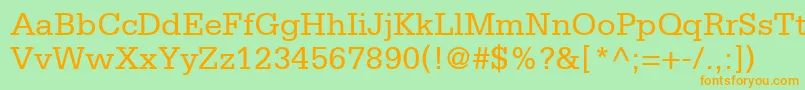 フォントMetronSsi – オレンジの文字が緑の背景にあります。