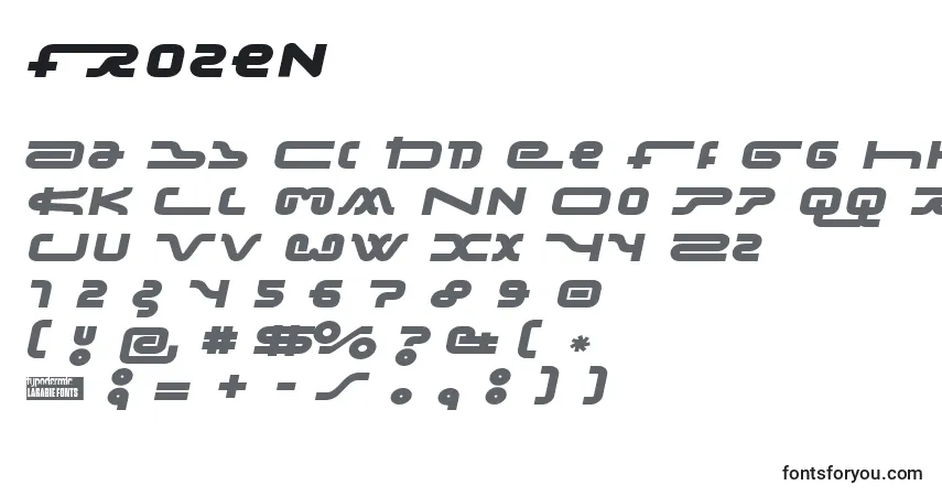 Czcionka Frozen – alfabet, cyfry, specjalne znaki