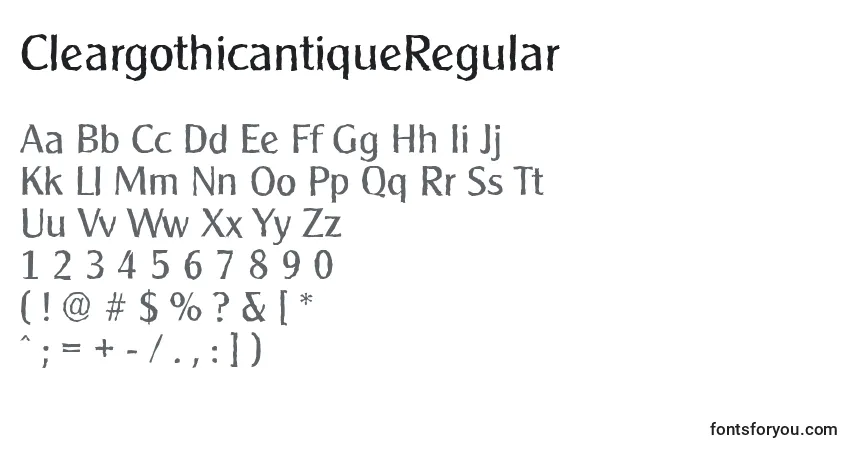 CleargothicantiqueRegular-fontti – aakkoset, numerot, erikoismerkit
