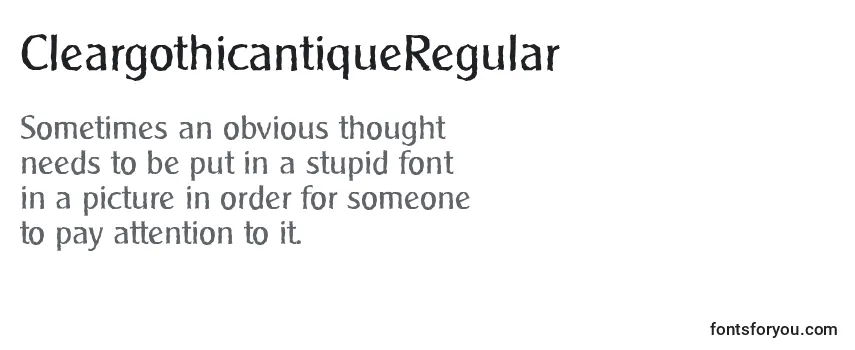 Review of the CleargothicantiqueRegular Font