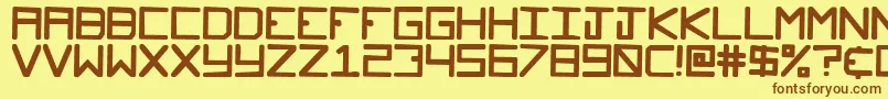 Glockenspiel-Schriftart – Braune Schriften auf gelbem Hintergrund