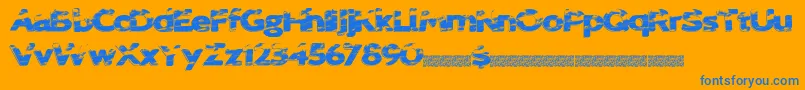 Sprungbreakers-Schriftart – Blaue Schriften auf orangefarbenem Hintergrund