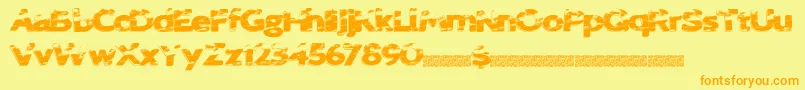 Sprungbreakers-Schriftart – Orangefarbene Schriften auf gelbem Hintergrund