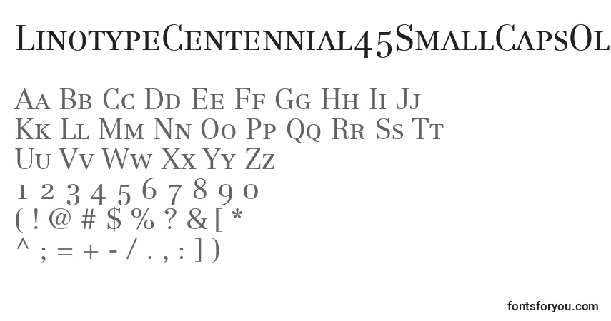 Шрифт LinotypeCentennial45SmallCapsOldstyleFigures – алфавит, цифры, специальные символы