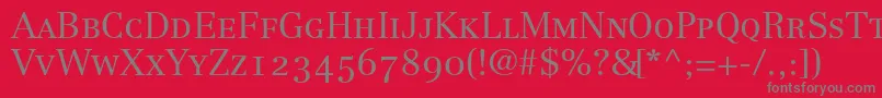 LinotypeCentennial45SmallCapsOldstyleFigures Font – Gray Fonts on Red Background