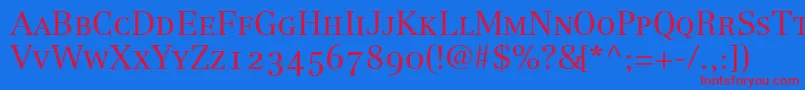 LinotypeCentennial45SmallCapsOldstyleFigures Font – Red Fonts on Blue Background