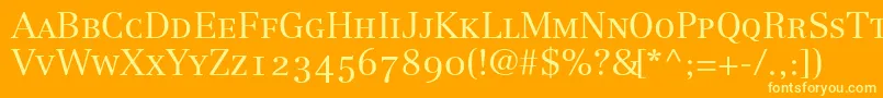 LinotypeCentennial45SmallCapsOldstyleFigures Font – Yellow Fonts on Orange Background