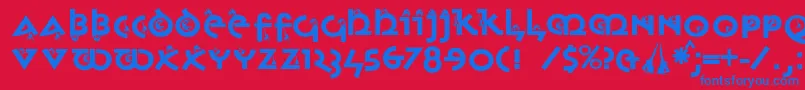 フォントMonkeyuncialica – 赤い背景に青い文字