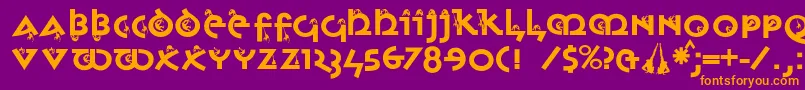 フォントMonkeyuncialica – 紫色の背景にオレンジのフォント