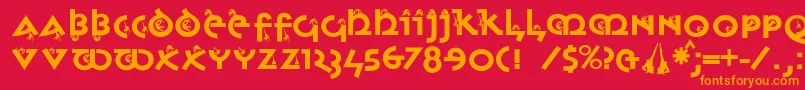 フォントMonkeyuncialica – 赤い背景にオレンジの文字