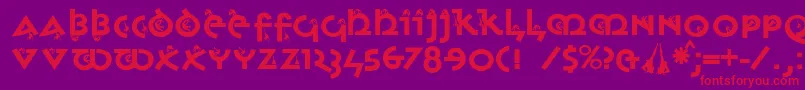 フォントMonkeyuncialica – 紫の背景に赤い文字