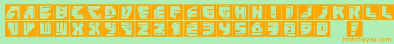 フォントNeopansquares – オレンジの文字が緑の背景にあります。