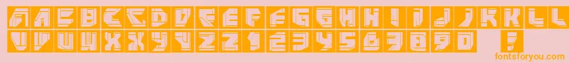 フォントNeopansquares – オレンジの文字がピンクの背景にあります。