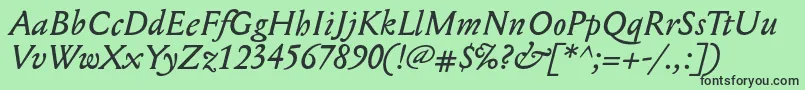 MediaevalItalic Font – Black Fonts on Green Background