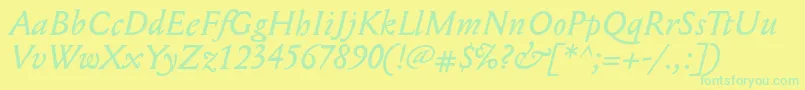 Шрифт MediaevalItalic – зелёные шрифты на жёлтом фоне