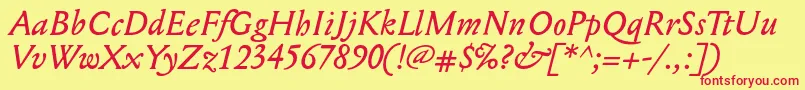 MediaevalItalic Font – Red Fonts on Yellow Background