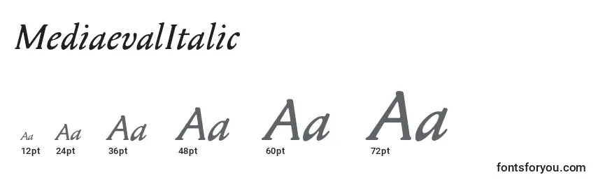 Размеры шрифта MediaevalItalic